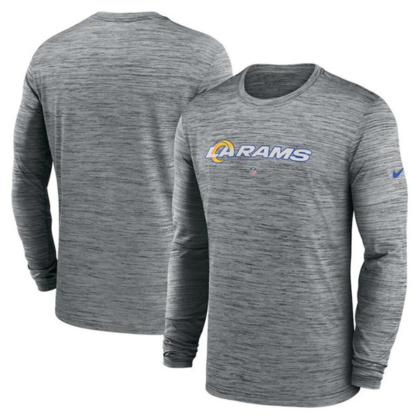 Los Angeles Rams Heather Gray Sideline Team Velocity Performance Long Sleeve T-Shirt